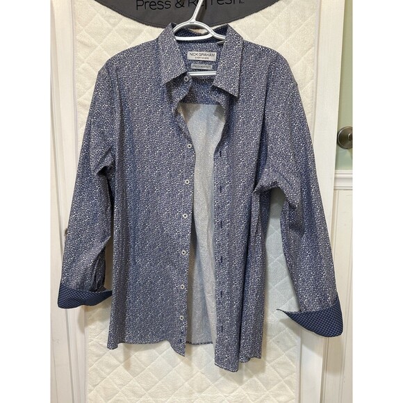 Nick Graham Other - Nick Graham Everywhere Modern Fit Button Down Dress Shirt Blue Paisley Men’s XL